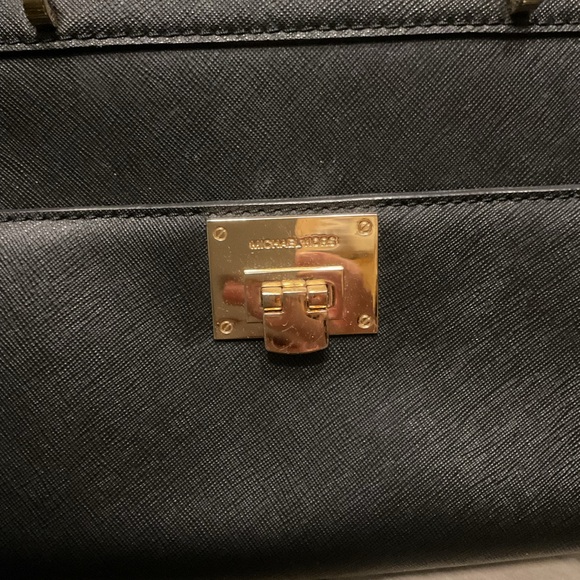 Michael Kors Tina Black Leather Small Tote Bag Satchel Crossbody Purse - Picture 8 of 8